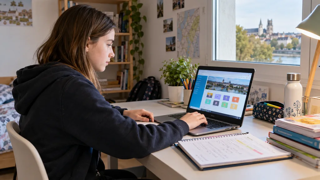 Une collégienne utilise l’ENT du Loiret sur son ordinateur